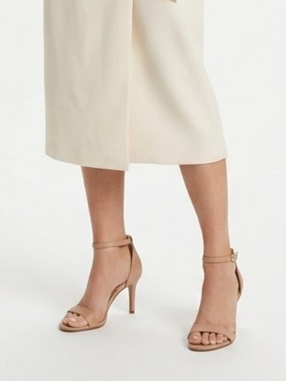 Sam Edelman Patti Nude Leather Ankle Strap Heels Size 5.5 Minimalist